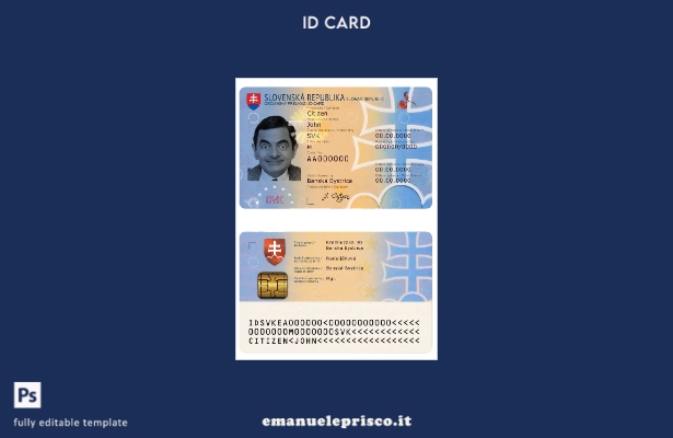 modello di documento d'identità slovacco in stile verificato